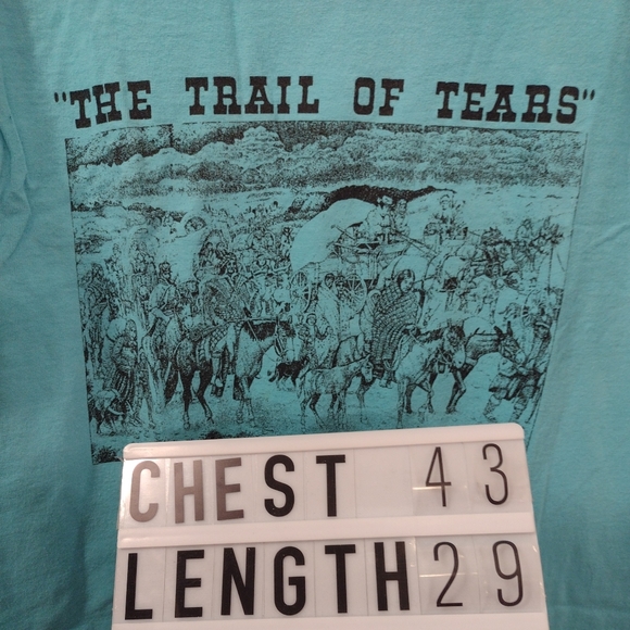 Vintage Single Stitch 1980 - Blue Short Sleeve " The Trail Of Tears" T-shirt - L - Picture 12 of 12